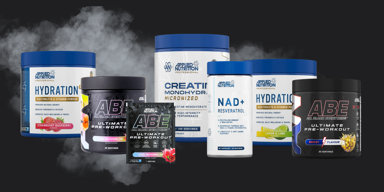 Applied Nutrition supplement range – ABE pre-workout, Hydration, and Creatine available at 100 Supplements Store Kent